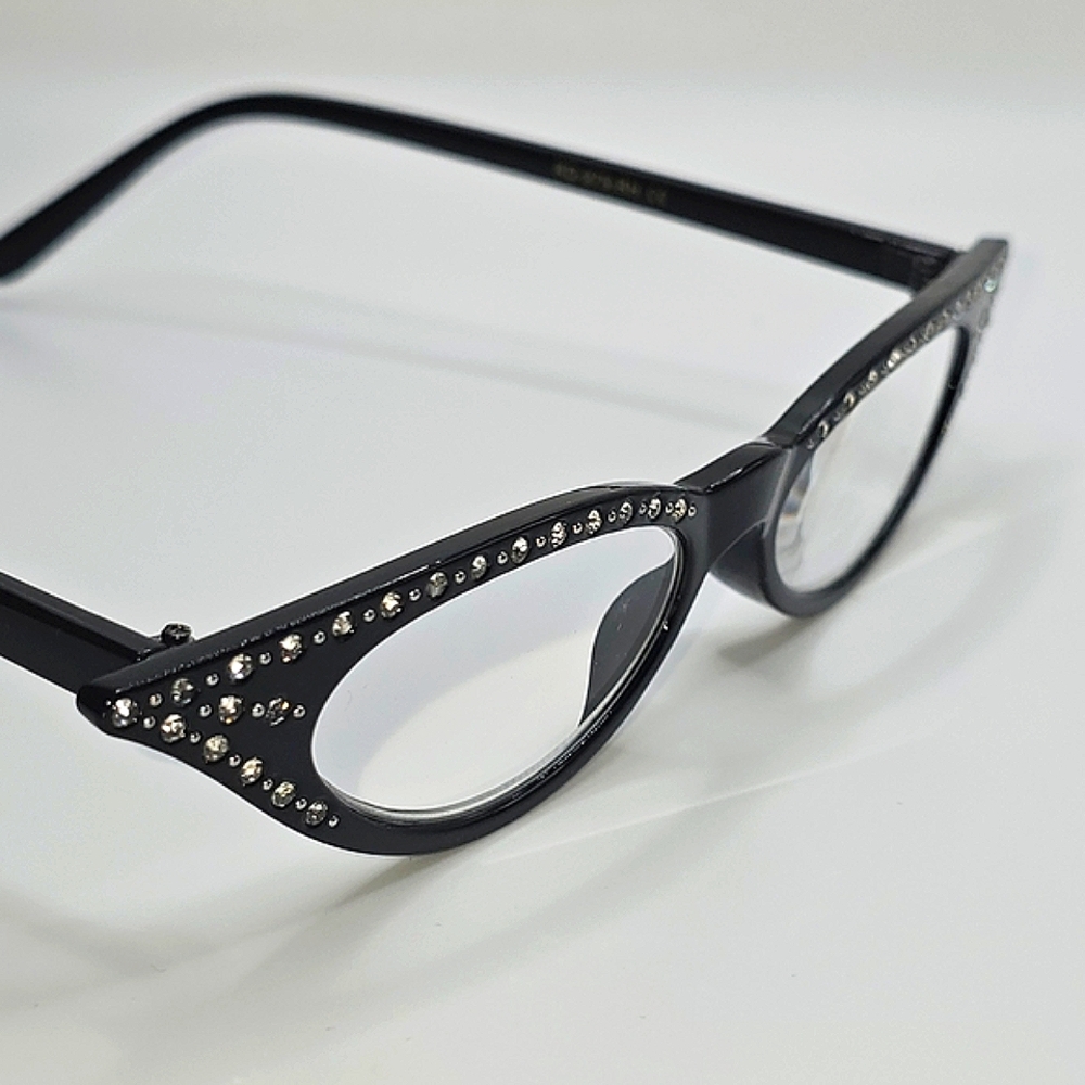Stylish Black Rhinestone Cat-Eye Glasses - Picture 1 of 5